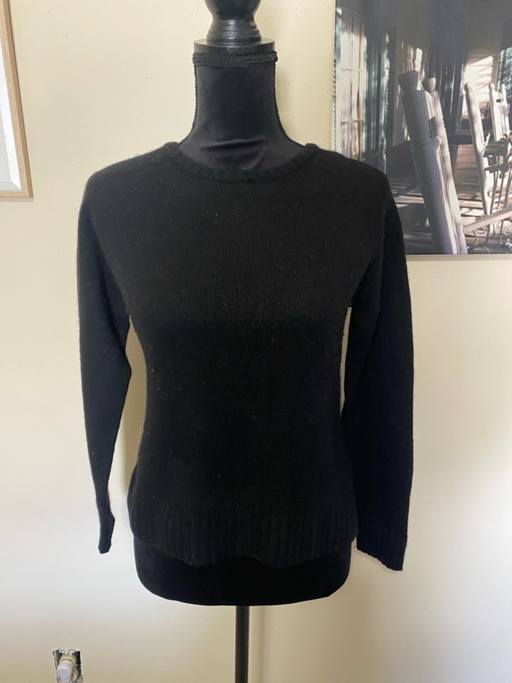 Lands' End Black Merino Wool Crewneck Women's Sweater Sz Small